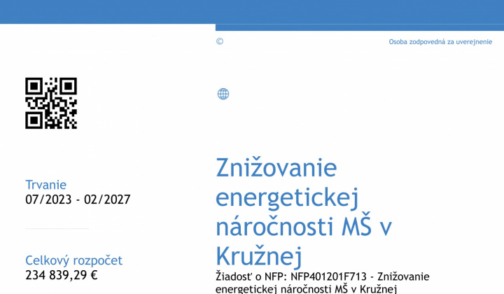 Fotka - Znižovanie energetickej náročnosti MŠ v Kružnej