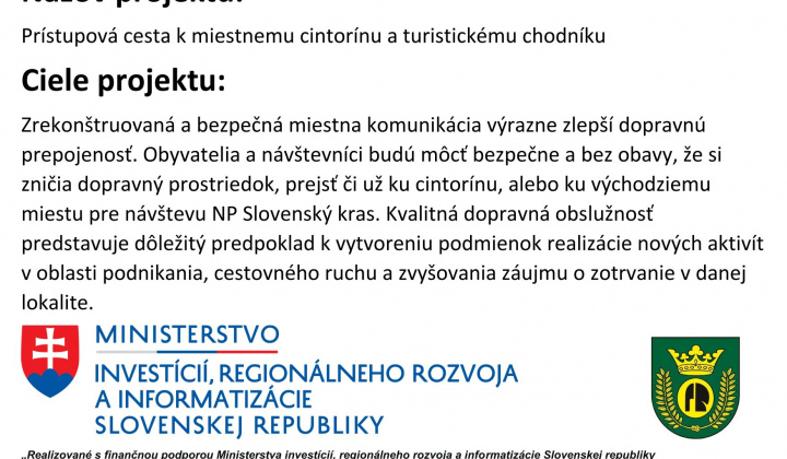 Fotka - Prístupová cesta k miestnemu cintorínu a turistickému chodníku