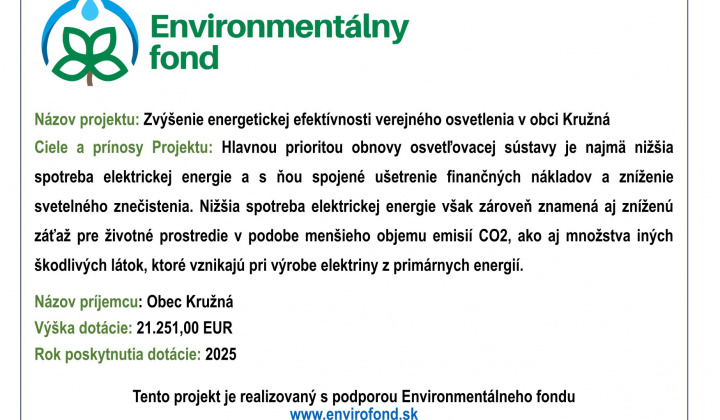 Fotka - Znižovanie energetickej efektívnosti verejného osvetlenia v obci Kružná